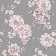 Peony Floral Pink / Dark Grey - Click Image to Close