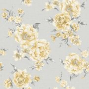 Peony Floral Yellow/Light Grey - Click Image to Close