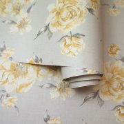 Peony Floral Yellow/Light Grey - Click Image to Close