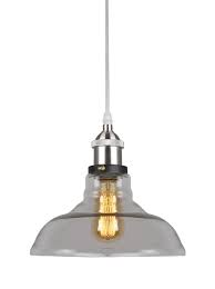 Satin Silver pendant with clear glass shade