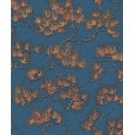 Wall Fabric Pine Tree Blue & Copper Wallpaper - Click Image to Close